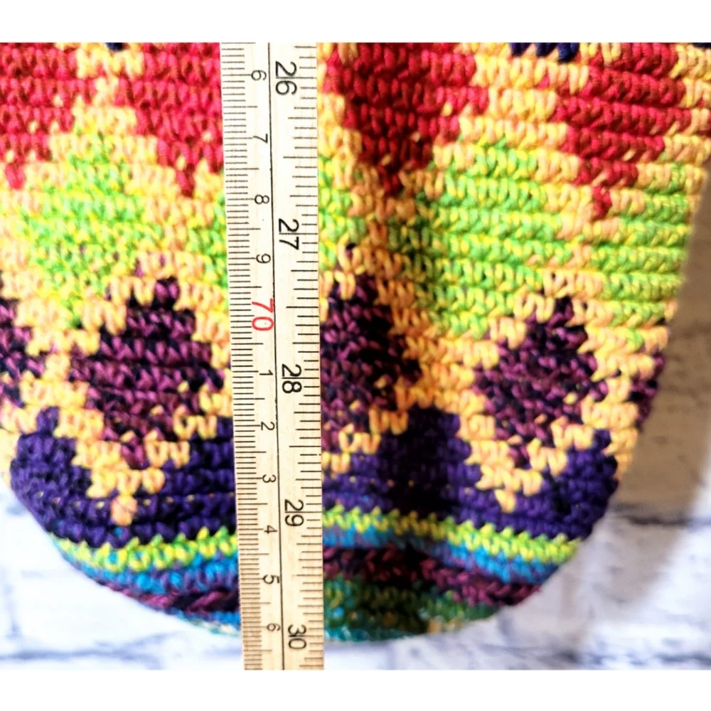 Crocheted Knit Bohemian Bucket Purse Art-to-Wear Boho Shoulder Hobo Bag Artsy